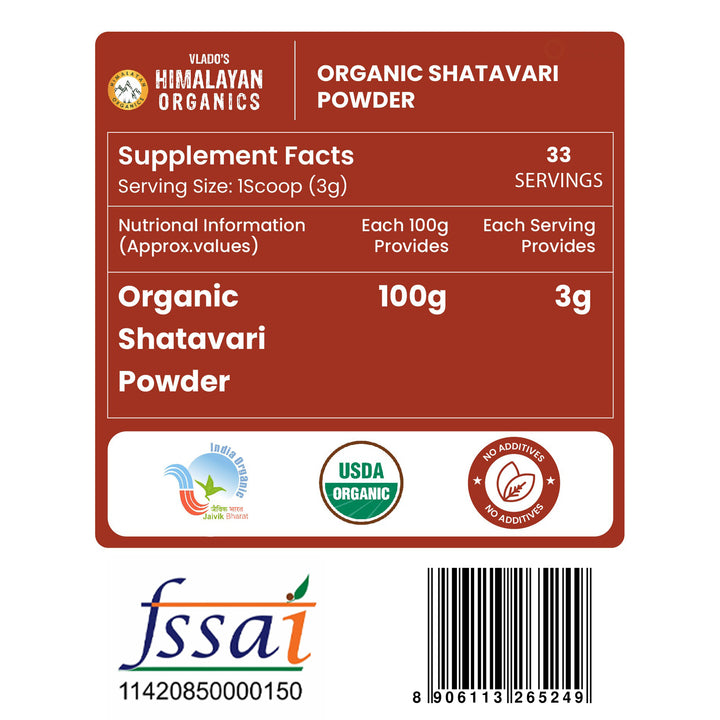 Vlado's Himalayan Organics Shatavari Powder 100gms | Promotes Lactation Naturally | Helps Maintain Hormonal Balance