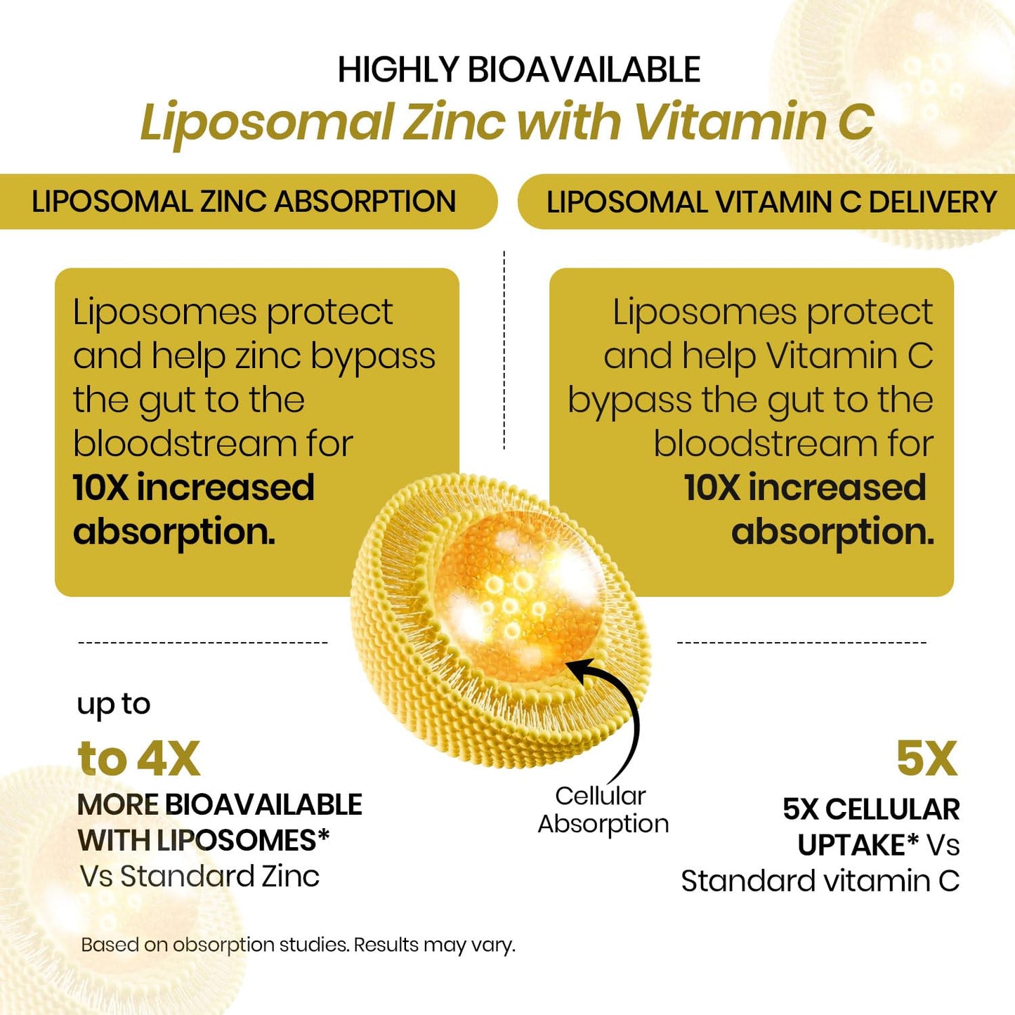 Vlado's Himalayan Organics Liposomal Zinc With Vitamin C Supplement | Digestive Health | Improve Iron Absorption | Double Antioxidant & Immune Support -120 Veg Capsules