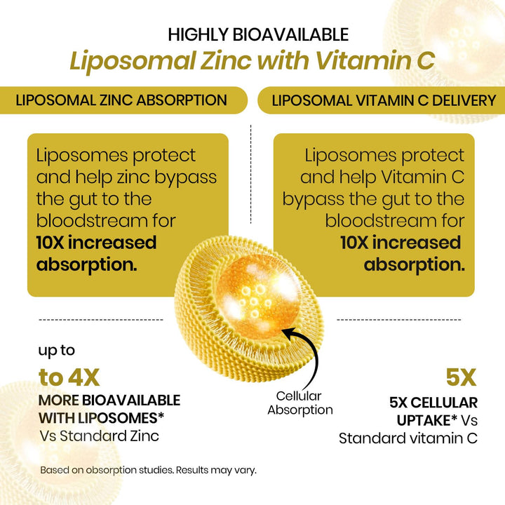 Vlado's Himalayan Organics Liposomal Zinc With Vitamin C Supplement | Digestive Health | Improve Iron Absorption | Double Antioxidant & Immune Support -120 Veg Capsules