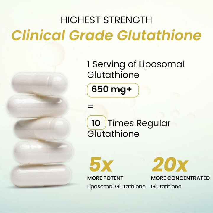 Vlado's Himalayan Organics Liposomal Glutathione 650 mg+ Advanced Liposomal Formula with N-Acetyl L-Cysteine , Vitamin C & B12 - Cellular & Face Health - Helps in Skin Hydration & Skin Glow - Liver Health & Detoxification Support - 30 Veg Capsules