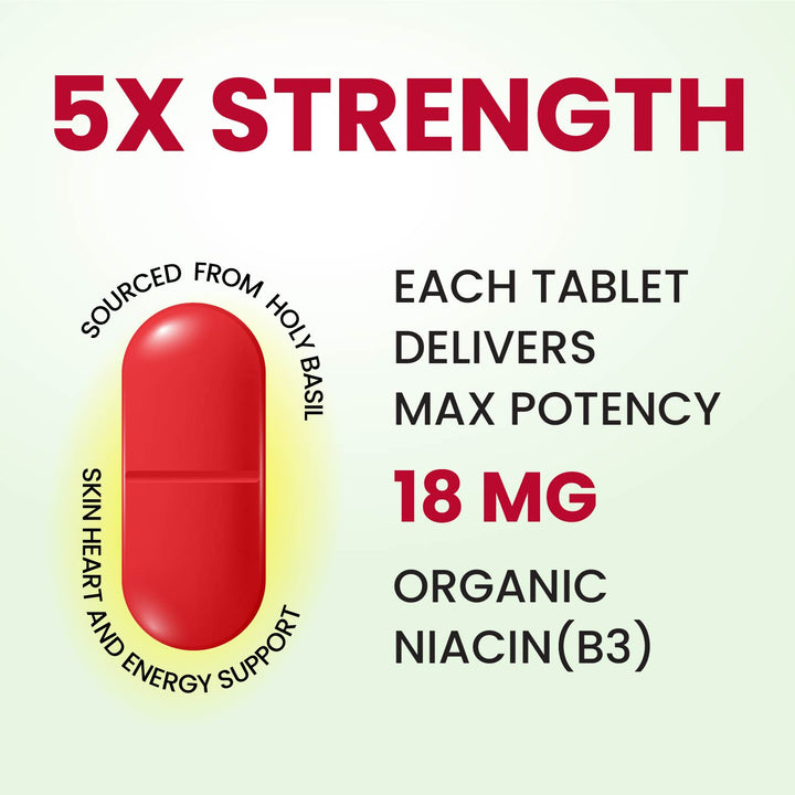 Vlado's Himalayan organics - Organic Niacin (Vitamin B3 ) 18 mg / Serving -  for Vascularity & Increase Cellular Energy - 45  Veg Tablets