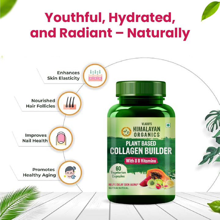 Vlado's Himalayan Organics plant based Collagen Builder for Hair and Skin with Biotin and Vitamin C - 60 Veg Capsules