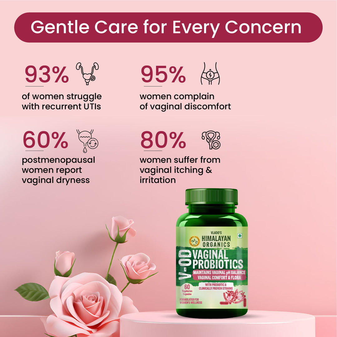 Vlado's Himalayan Organics Vaginal Probiotics for Women pH Balance with Prebiotics & Lactobacillus Probiotic Blend - Vaginal Health Supplement - I Clinically Proven Strains & 10 billion CFU I PromoteVaginal Odor & Vaginal Flora  - 60 Veg Capsules