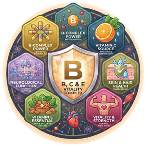 Vitamins B-Complex, C & E