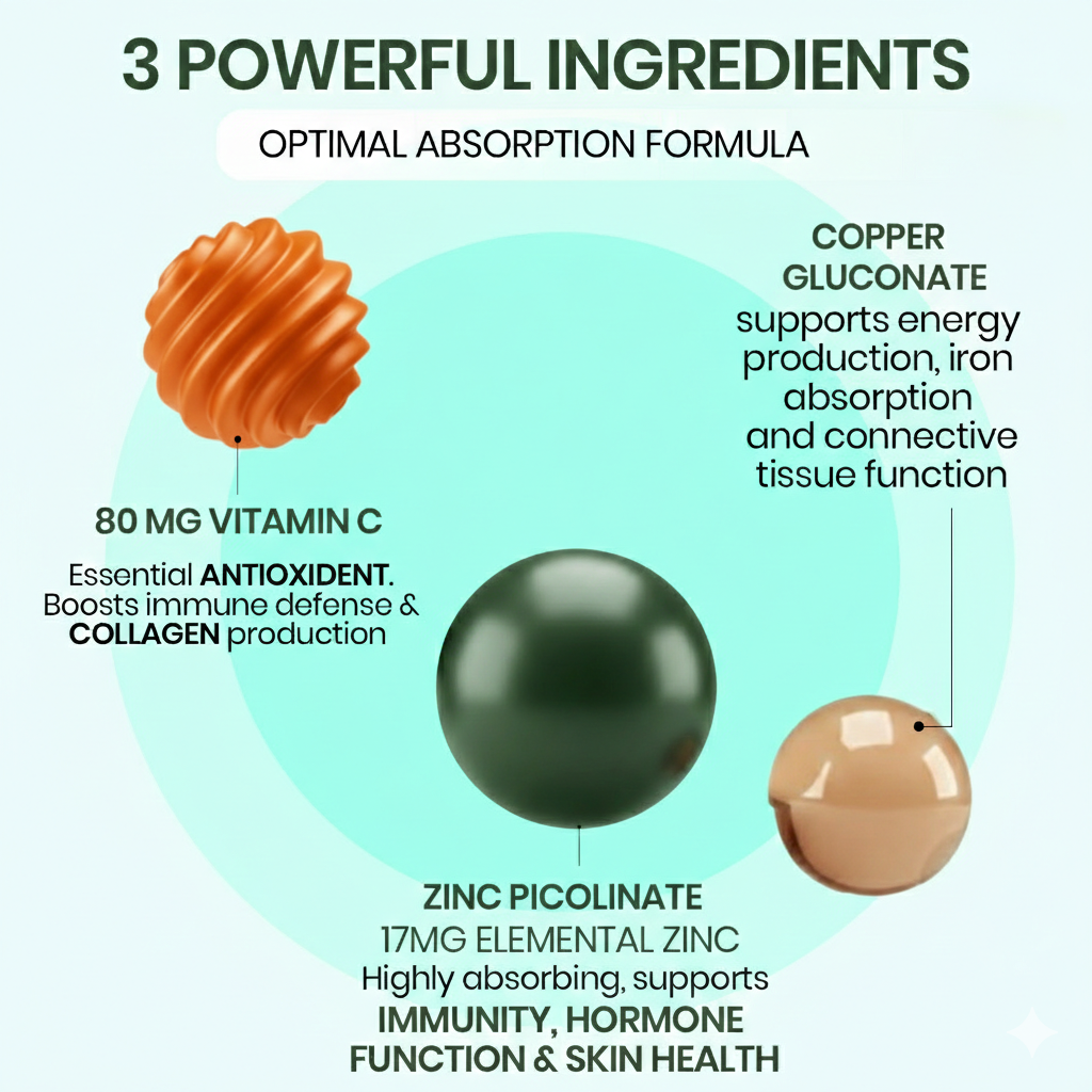 Vlado's Himalayan Organics Zinc Picolinate with Vitamin C & Copper | Zinc Supplements for Men with 100% RDA Zinc | Immunity & Cellular Health Support – 120 capsules