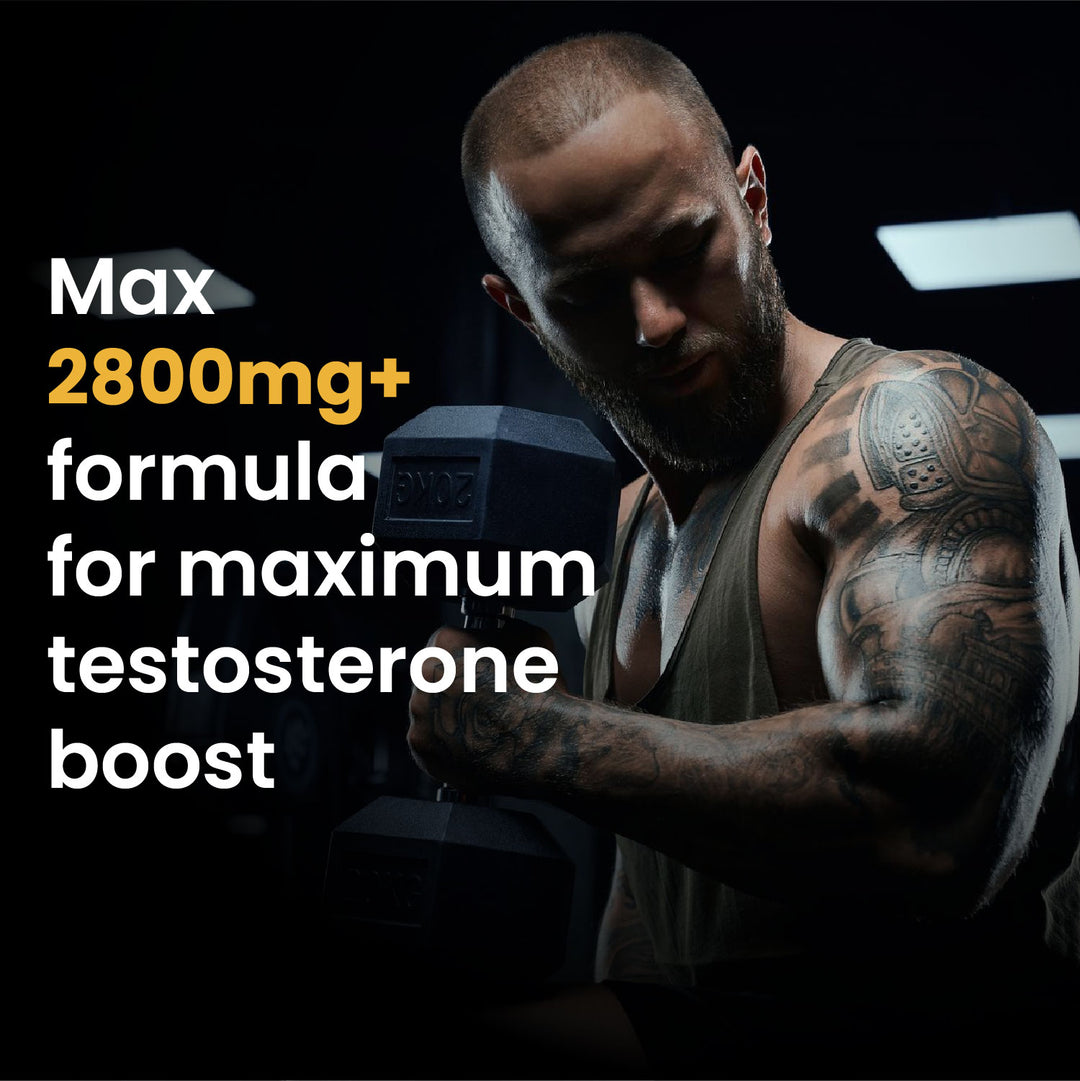 Vlado's Himalayan Organics Testosterone Booster for Men – 2800mg | With Ashwagandha, Shilajit, Kaunch Beej, Musli, Gokshura, Ginseng, Gold Bhasma & 17+ Ayurvedic Herbs | Boost Strength, Stamina, Energy & Muscle Growth - 90 Veg Tablets