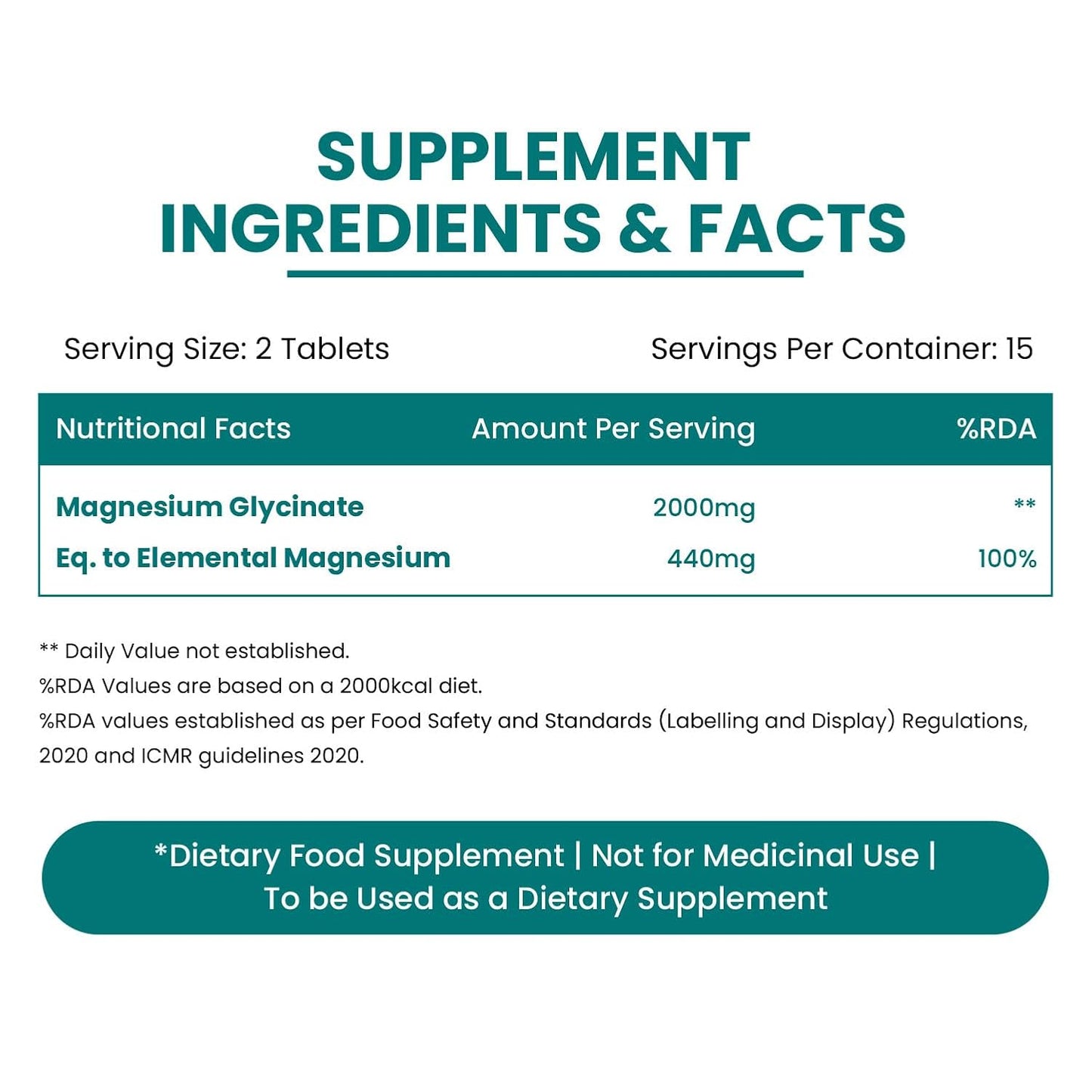 Vlado's Himalayan Organics Magnesium Glycinate High Absorption Magnesium Supplement 2000 MG - For Sleep, Cramps, Supports | Clinically Approven | Muscle Recovery & Better Sleep & Nerves Health - 30 Tablets - (100% RDA )