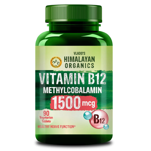 Vlado's Himalayan Organics Methylcobalamin Vitamin B12 1500mcg Supplement support Brain, Nerve Function and Energy - 90 Veg Tablets