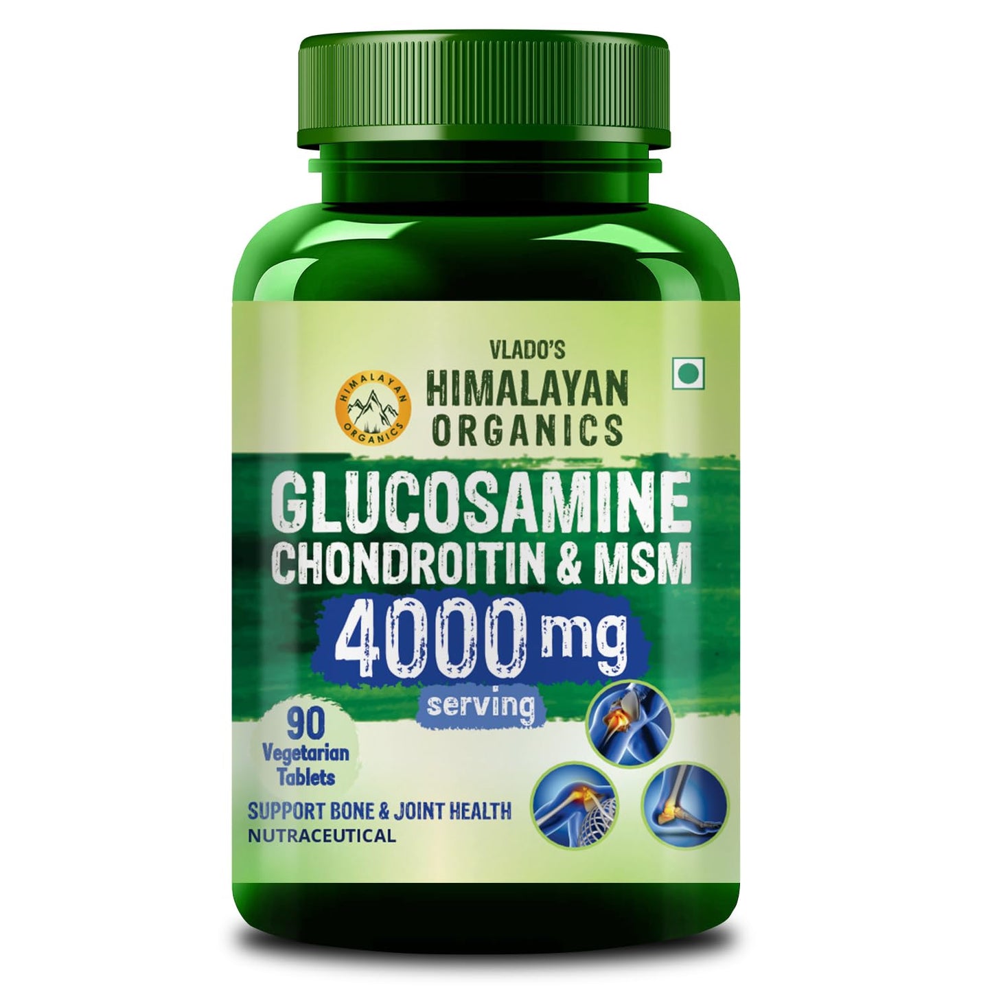 Vlado's Himalayan Organics Glucosamine Chondroitin MSM | For Bone, Joint & Cartilage Support | 90 Tablets - EAN: 8906113261913