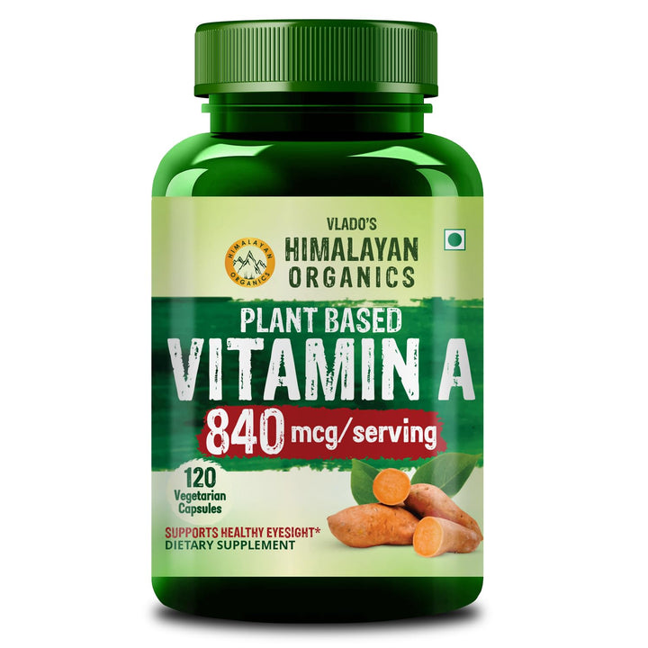 Vlado's Himalayan Organics Vitamin A Supplement Supports Healthy Eye Sight | Natural Anti-Oxidant (120 Capsules)
