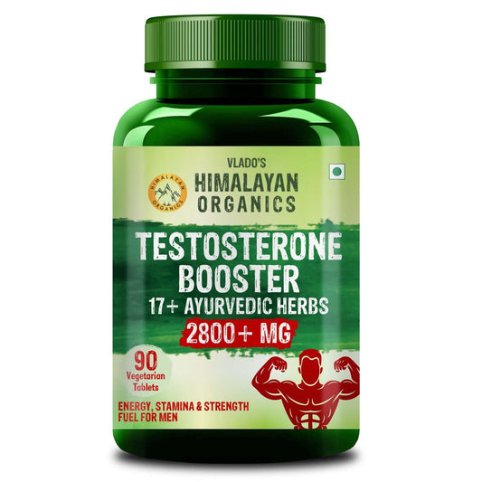 Vlado's Himalayan Organics Testosterone Booster for Men – 2800mg | With Ashwagandha, Shilajit, Kaunch Beej, Musli, Gokshura, Ginseng, Gold Bhasma & 17+ Ayurvedic Herbs | Boost Strength, Stamina, Energy & Muscle Growth - 90 Veg Tablets