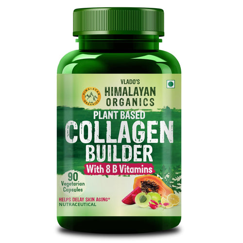 Vlado's Himalayan Organics Plant Based Collagen Builder With 8 B Vitamins for Hair and Skin | Collagen Supplement for Women & Men | Collagen Capsules With Biotin & Vitamin C | Glowing and Youthful Skin (90 Capsules)