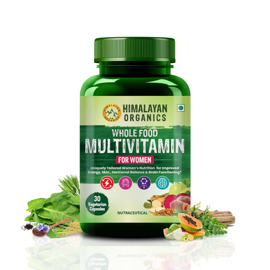 Himalayan Organics Whole Food Multivitamin For Women With Vitamin B1, B2, B3, B5, B6, B7, B9, B12, C, D, E, Calcium, Magnesium, Zinc | - 30 Veg Capsules