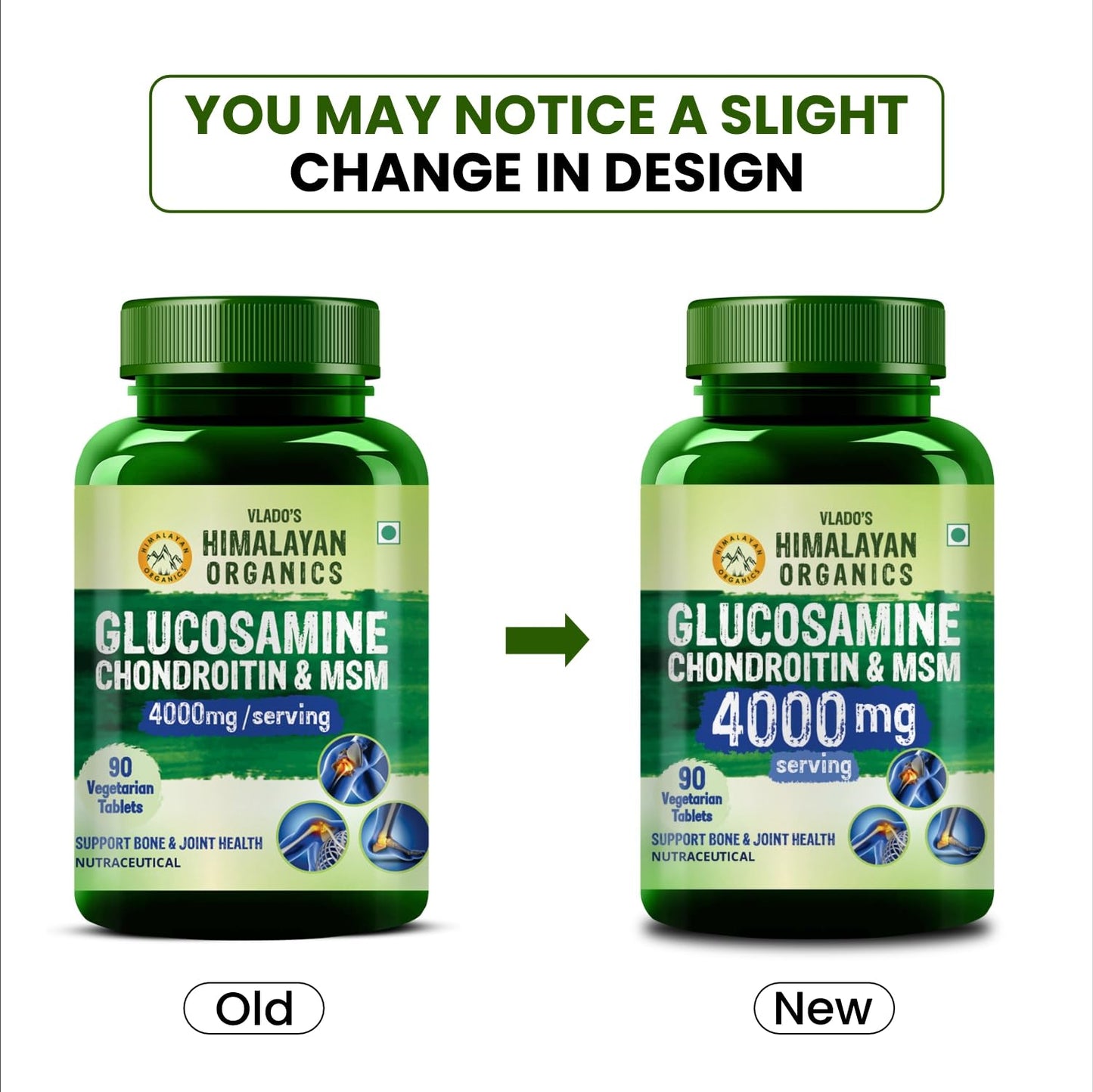 Vlado's Himalayan Organics Glucosamine Chondroitin MSM | For Bone, Joint & Cartilage Support | 90 Tablets - EAN: 8906113261913