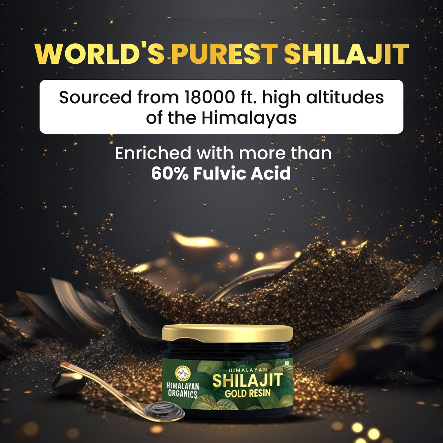 Himalayan Organics Shilajit Gold Resin - 25g | Contains 24 Carat Gold | 100% Ayurvedic | Pure and Natural Shilajeet | Helps to Boost Immunity, Energy, Strength, Stamina, and Overall Health - 25G
