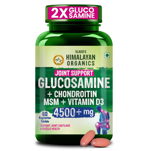 Vlado’s Himalayan Organics Veg Glucosamine Tablets For Joint Support Supplement with Vitamin D3 & Glucosamine Chondroitin MSM | Joint Cartilage Support & Muscle Health | Joint Support Tablets - 60 Tablets - ( India's first vegetarian Glucosamine formula )