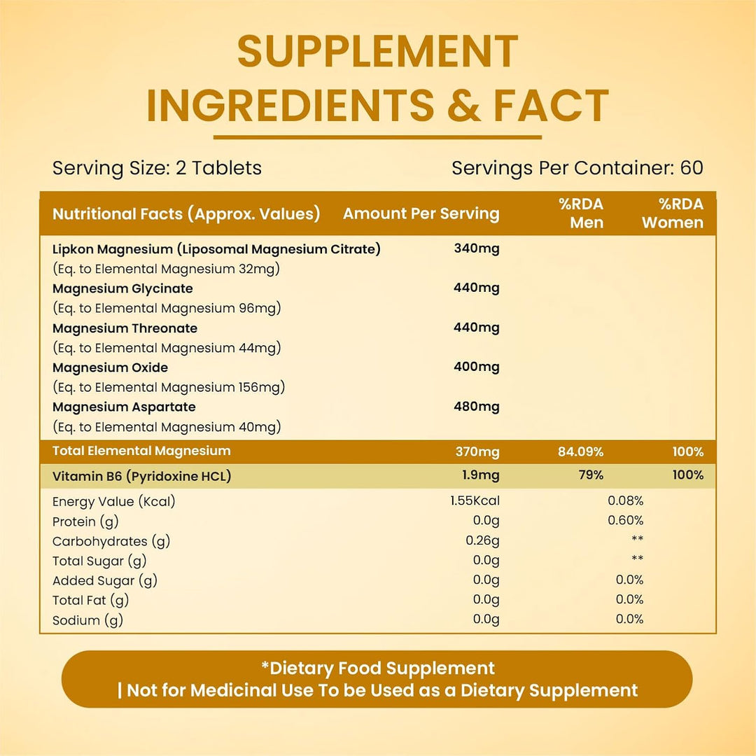 Vlado's Himalayan Organics 5X Strength Liposomal Magnesium Supplement - 2100mg+ with Chelated Magnesium Glycinate | For Sleep, Cramps, Recovery, Nerve & Muscle Function, Clinically Proven, 100% RDA - 120 Tablets