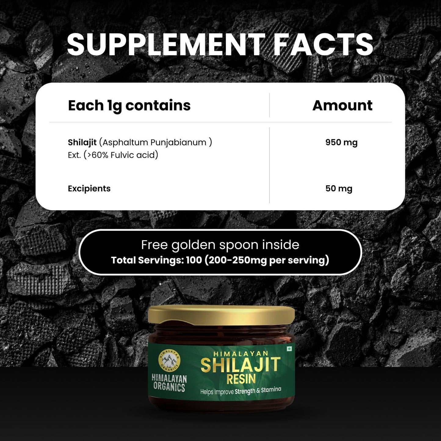 Himalayan Organics Pure Shilajit Resin to Boost Performance,Power, Stamina, Endurance, Strength With Fulvic Acid & 85+ Trace Minerals Complex for Energy,Maximum Potency I - 25g