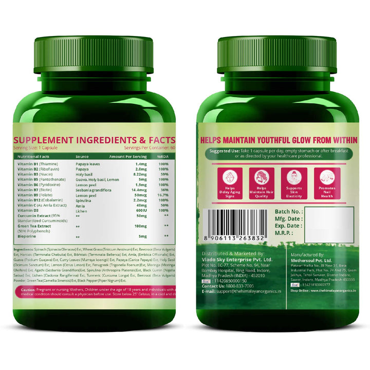 Vlado's Himalayan Organics plant based Collagen Builder for Hair and Skin with Biotin and Vitamin C - 60 Veg Capsules