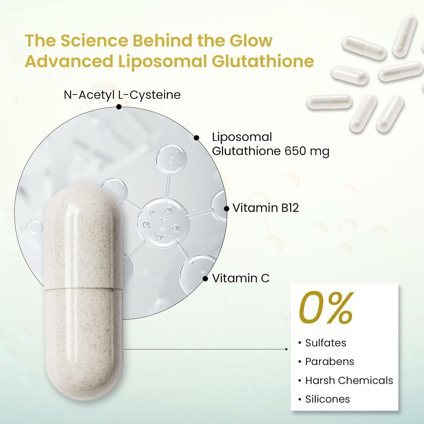 Vlado's Himalayan Organics Liposomal Glutathione 650 mg+ Advanced Liposomal Formula with N-Acetyl L-Cysteine , Vitamin C & B12 - Cellular & Face Health - Helps in Skin Hydration & Skin Glow - Liver Health & Detoxification Support - 30 Veg Capsules
