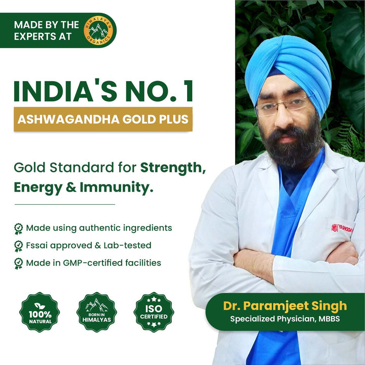 Vlado's Himalayan Organics Ashwagandha Gold | Supports Strength, Energy & Immunity | 60 Veg Capsules