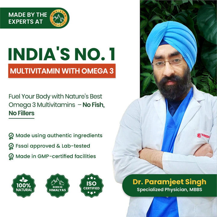 Vlado’s Himalayan Organics Vegan Omega-3 Capsules with plant based Multivitamin, EPA, DHA, 25+ Ingredients - 60 veg capsules