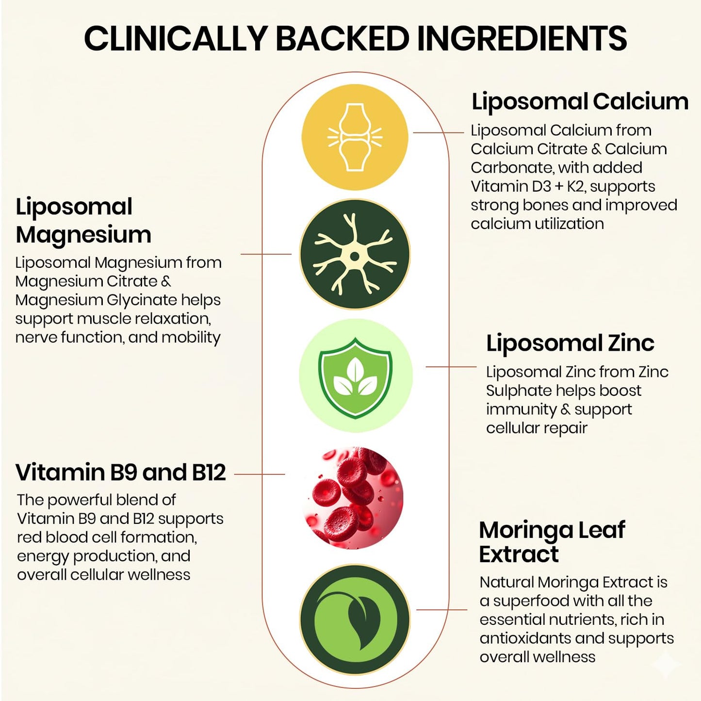 Vlado’s Himalayan Organics Liposomal Calcium Magnesium + Zinc | Vitamin D3+k2 Supplement For Stronger Bones | Boost Immunity | Healthy Heart | Muscle Growth - 60 Veg Tablets