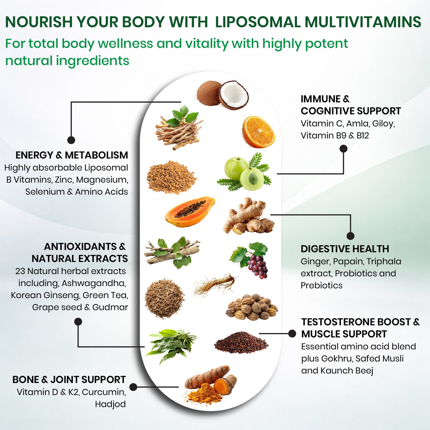 Vlado’s Himalayan Organics Liposomal Multivitamin Adult 50+ with 75+ Ingredients | Daily Health Supplement with 9+ Powerful Blends | Supports Energy, Immunity, Brain, Heart & Eye Health | 60 Veg Capsules
