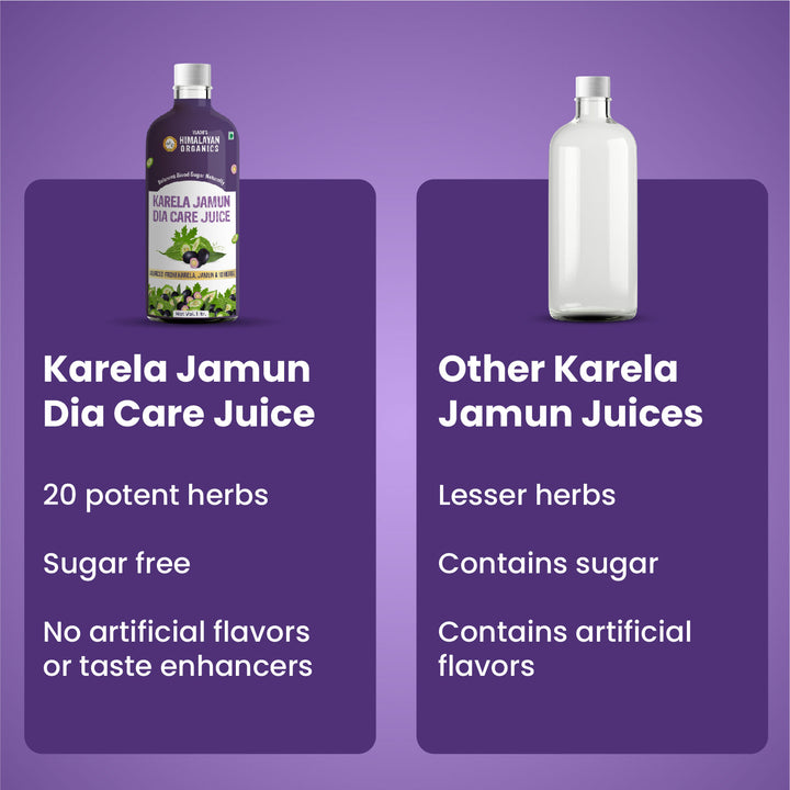 Vlado's Himalayan Organics Karela Jamun Diabetic Care Juice with Neem, Amla, Giloy, Gudmar, Methi, Shatavari, Arjun I Made with 18+ Clinically Proven Natural 100% Ayurvedic Potent Herbs I For Diabetic & Sugar Control I Dia Free Diabic Care Juice - 1L