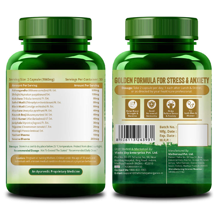 Vlado's Himalayan Organics Ashwagandha Gold | Supports Strength, Energy & Immunity | 60 Veg Capsules