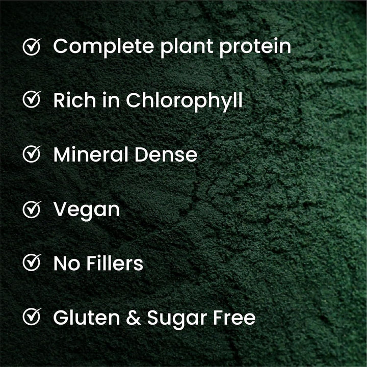 Vlado's Himalayan Organics Spirulina Powder (100g) | For Men & Women | Contains 62% Protein I Natural Superfood | Rich in Protein, Vitamins & Minerals | Boost Energy & Immunity | Support Digestion & Skin health