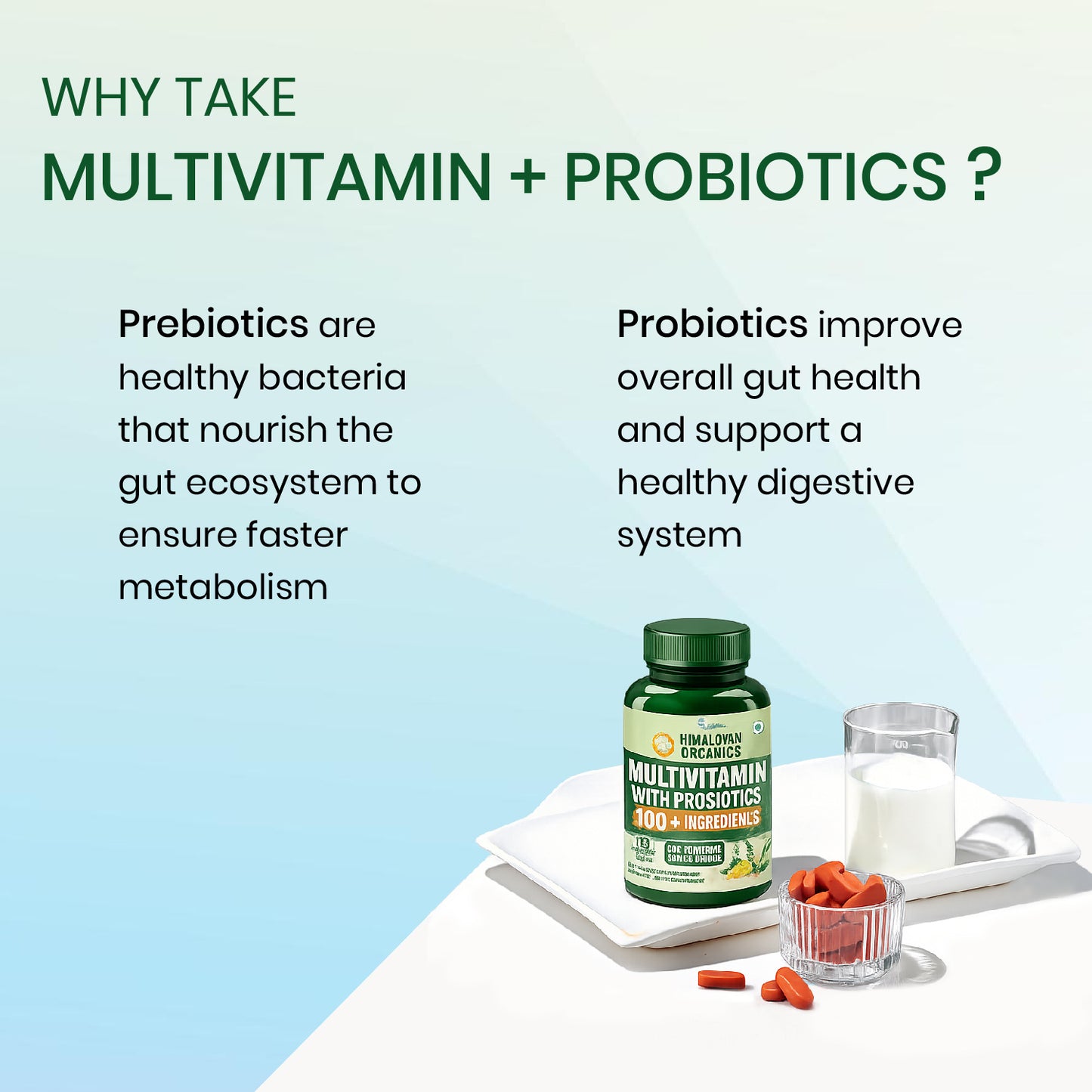 Vlado’s Himalayan Organics Multivitamin for Men & Women with Probiotics | 100+ Nutrients incl. Vitamins B1–B12, C, D & E, Zinc, Iron, Calcium, Biotin | 27+ Herbal Extracts | Supports Immunity, Energy, Stamina, Bone, Skin & Hair | 180 Tablets