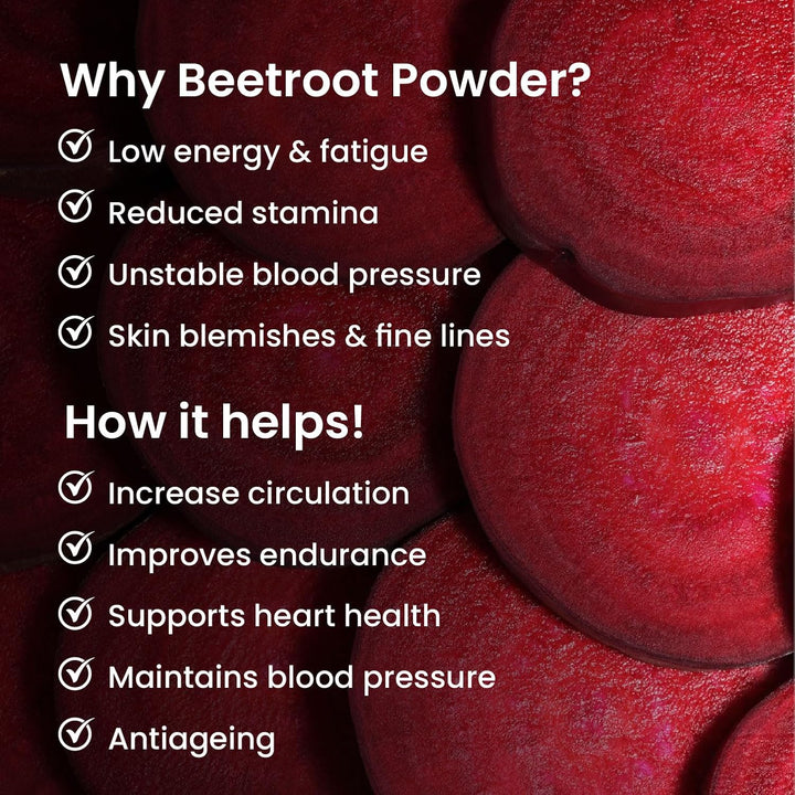 Vlado's Himalayan Organics Beetroot Powder For Face, Skin & Hair I Drinking | Eating | Boost Energy | Shining Skin | Rich In Antioxidants Natural Brightening, Anti-Aging & Glowing Complexion 100g