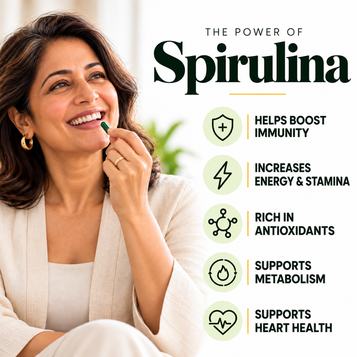 Vlado's Himalayan Organics Spirulina 2000mg Supplement For Men And Women  - 120 Veg Capsules