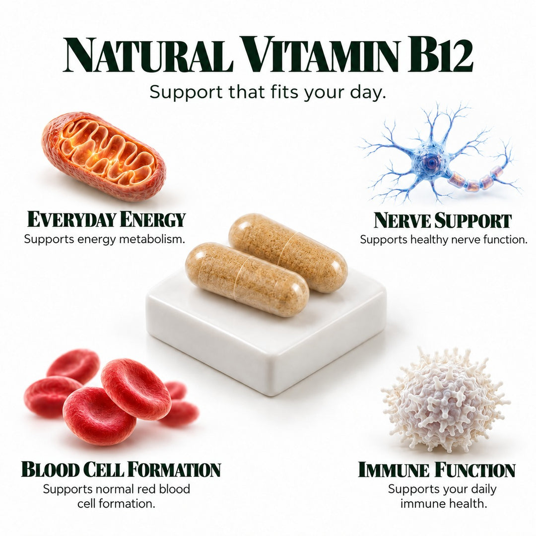 Vlado's Himalayan Organics Natural Vitamin B12 Supplement | B1,B2,B3,B5,B6,B7,B9,Moringa| Boost Energy Level | Good For Digestion And Nerve Health | Glowing Skin For Men & Women - 120 Vegetarian Capsules