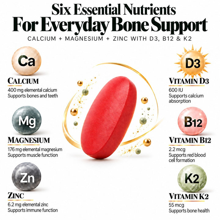 Vlado's Himalayan Organics Calcium Magnesium Zinc Vitamin D3, B12 & K - 120 Vegetarian Tablets