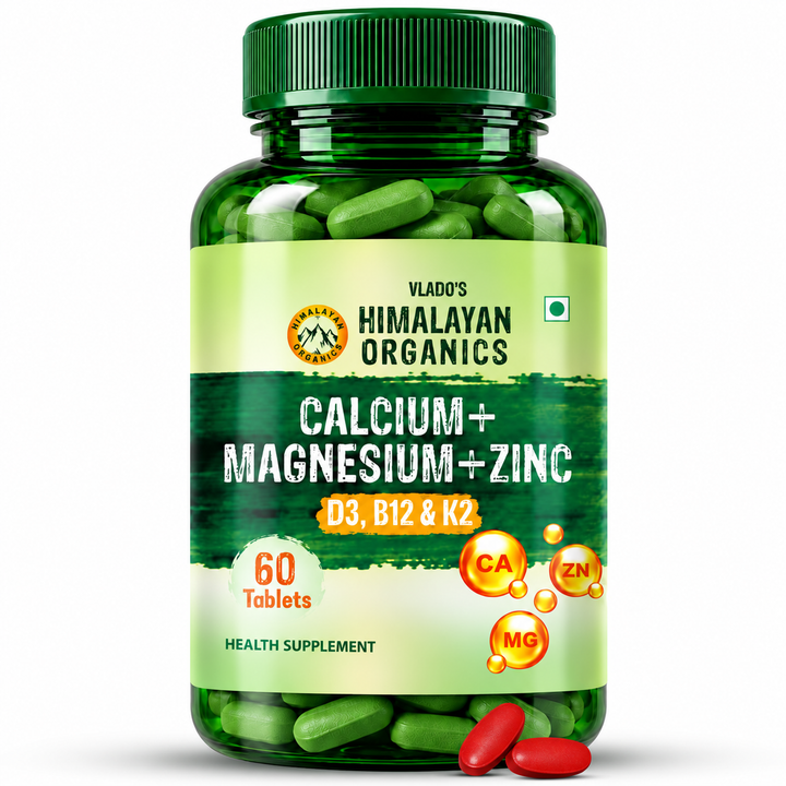 Vlado's Himalayan Organics Calcium Magnesium Zinc Vitamin D3 & B12-60 Vegetarian Tabs