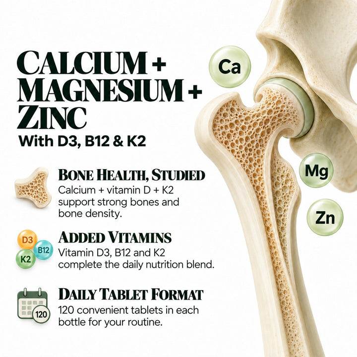 Vlado's Himalayan Organics Calcium Magnesium Zinc Vitamin D3 & B12-60 Vegetarian Tabs