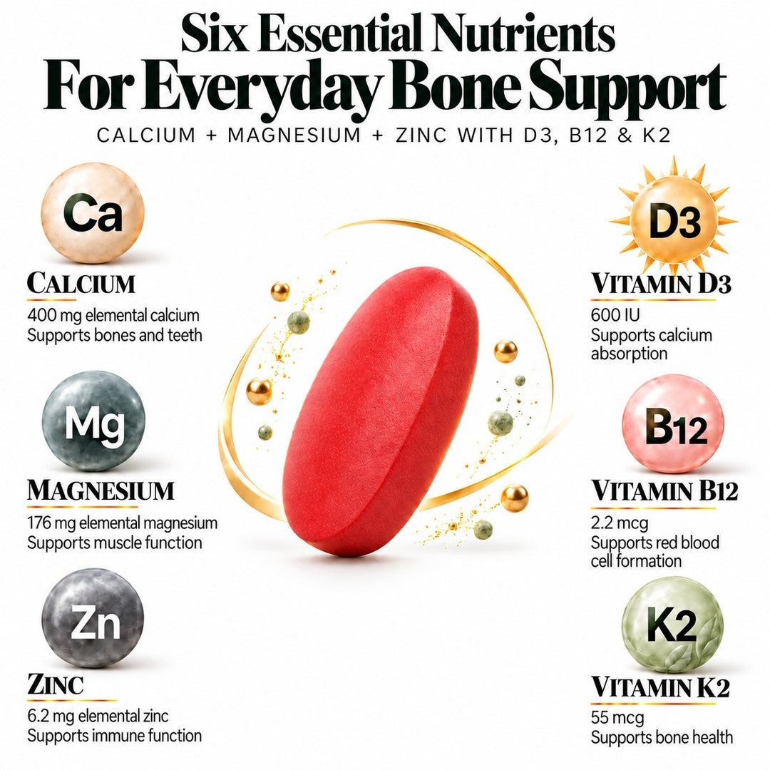 Vlado's Himalayan Organics Calcium Magnesium Zinc Vitamin D3 & B12-60 Vegetarian Tabs