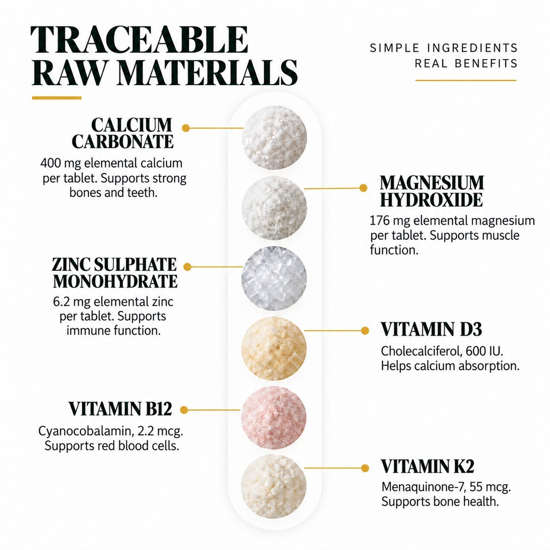 Vlado's Himalayan Organics Calcium Magnesium Zinc Vitamin D3 & B12-60 Vegetarian Tabs