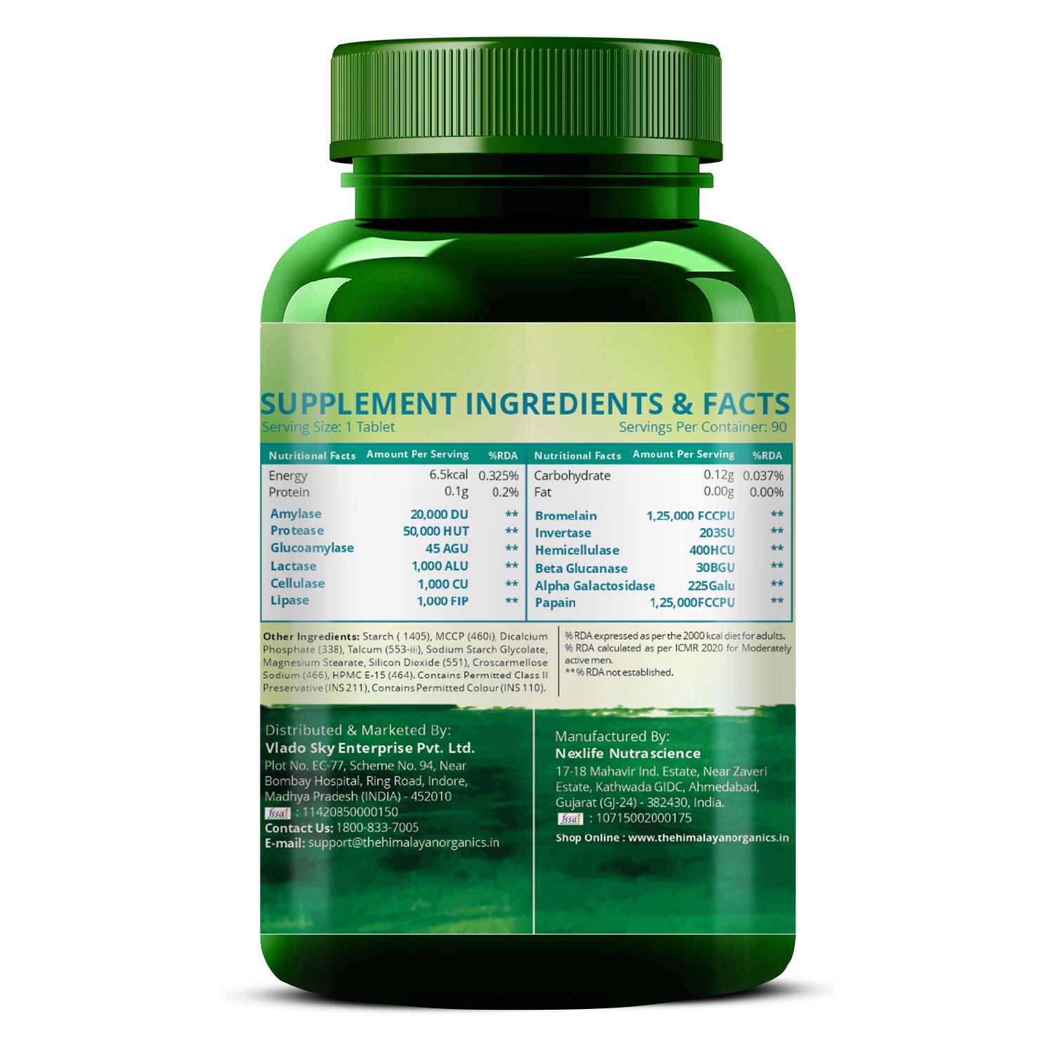 Vlado's Himalayan Organics Digestive Enzyme for Healthy Digestion - 90 Vegetarian Tablets