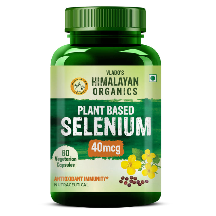 Vlado's Himalayan Organics Plant Based Selenium 40mcg | Supports Immunity I Supports Heart Health I Helps Improve Overall Wellness  60 veg Capsules