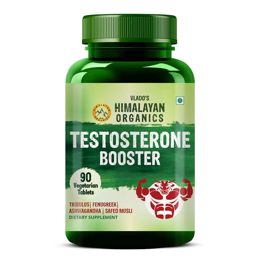 Vlado's Himalayan Organics Testosterone Booster | Supports Muscle & Energy Boost | With Tribulus, Ashwagandha & Safed Musli & Zinc | 90 Veg Tabs