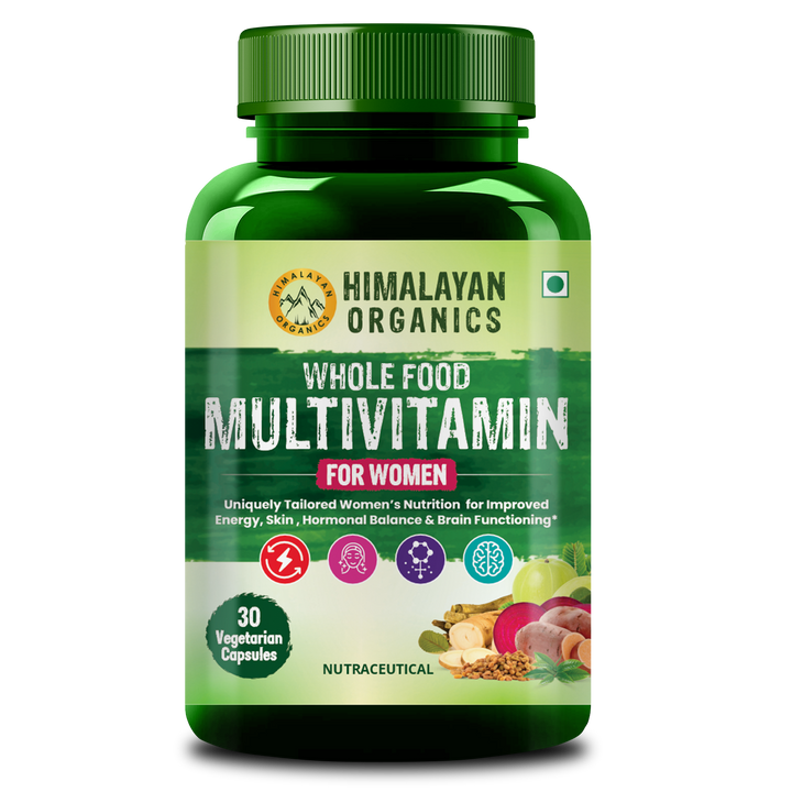 Vlado's Himalayan Organics Whole Food Multivitamin For Women With Vitamin B1, B2, B3, B5, B6, B7, B9, B12, C, D, E, Calcium, Magnesium, Zinc | - 30 Veg Capsules