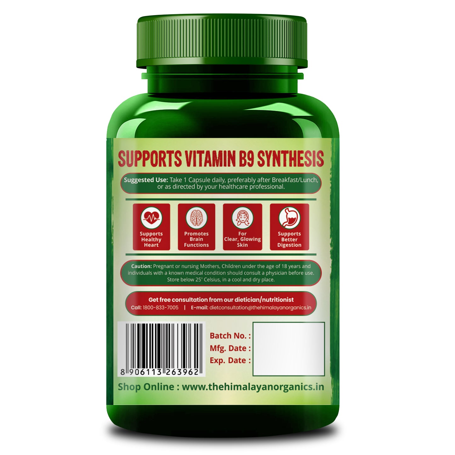 Himalayan Organics Plant-Based Vitamin B3 | Supports Healthy Skin and Heart 120 Capsules