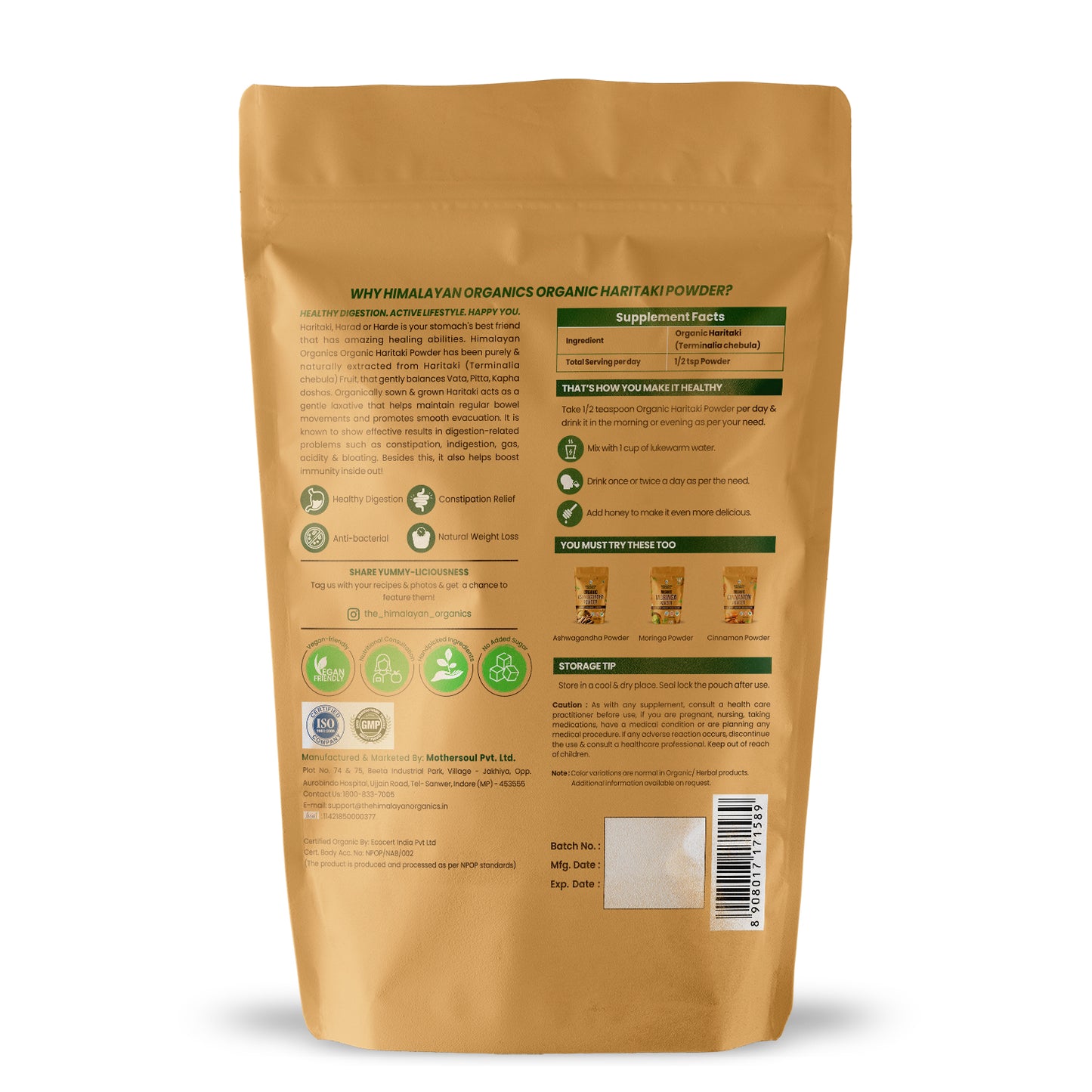 Himalayan Organics Organic Haritaki/Harad Powder | Digestion, Weight Loss, Immunity (350 grams)