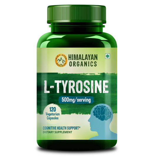 Himalayan Organics L-Tyrosine Supplement Supports Cognitive Health | Improves Metabolism | Healthy Nervous System (120 Capsules)