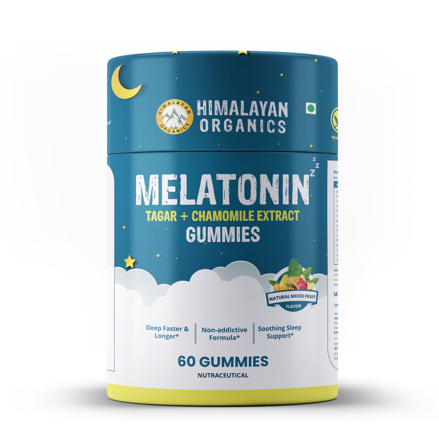 Himalayan Organics Melatonin Tagar + Chamomile Extract Gummies | Sleep Faster & Longer | Non-addictive Formula | Soothing Sleep Support (60 Gummies)