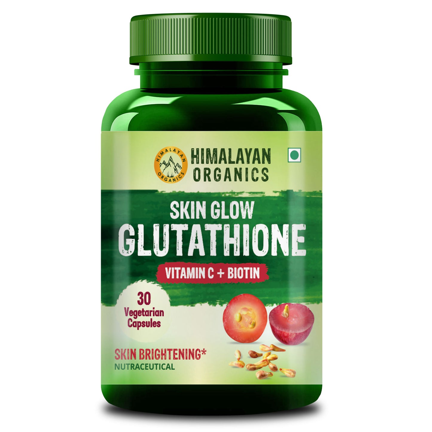 Himalayan Organics Skin Glow Glutathione with Vitamin C & Biotin | For Healthy, Glowing & Brightening Skin - 30 Capsules