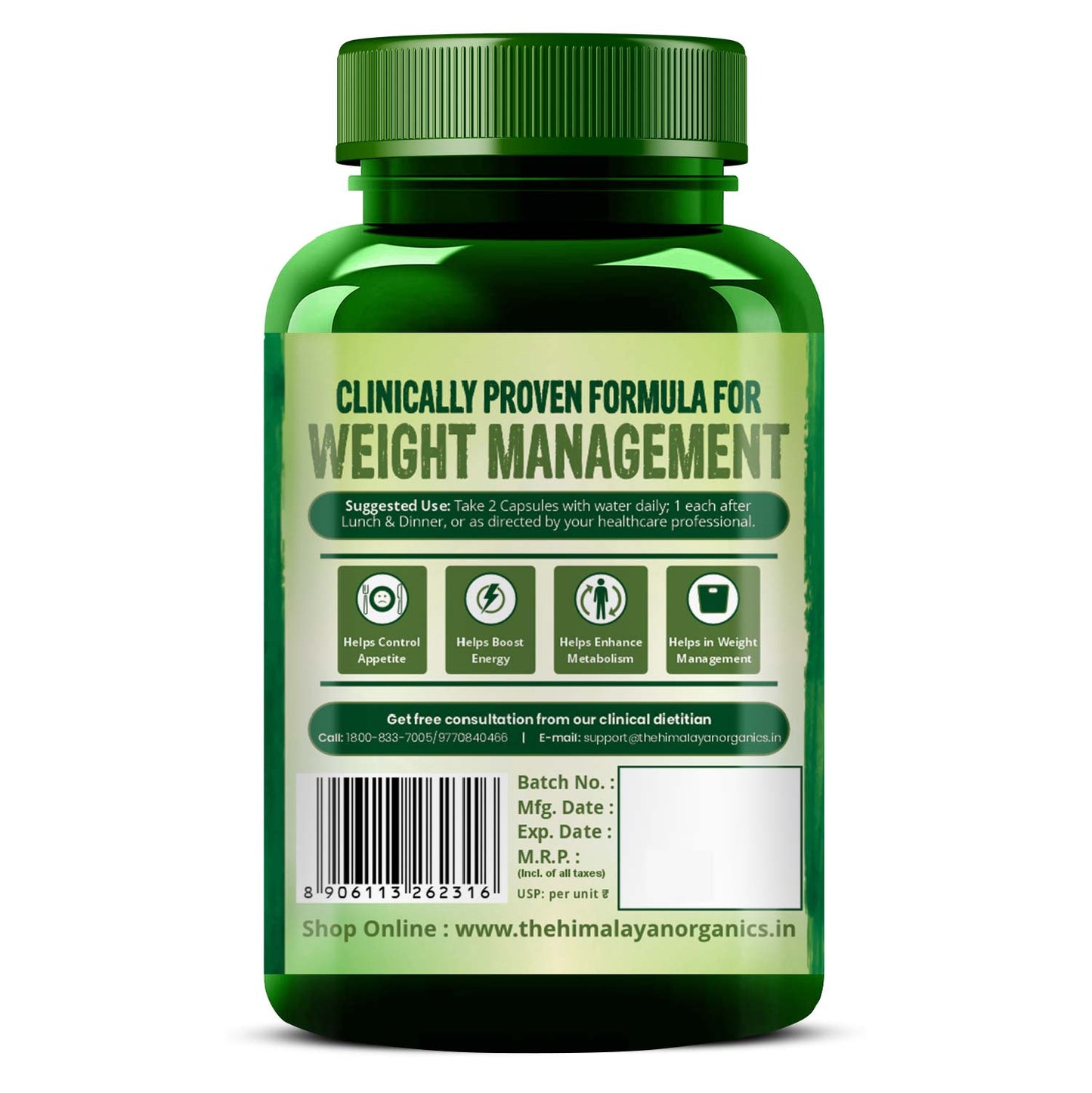 Vlado's Himalayan Organics Garcinia Cambogia Supplement for Weight Management - 60 Veg Capsules